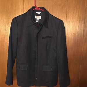Talbots Blazer Black Full Zip Pockets Lined